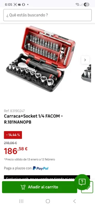 Juego de carraca Facom R.181NANO 1/4" x38