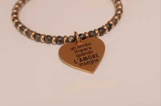 Bracciale Kidult Pietra Grigia Cuore Dorato