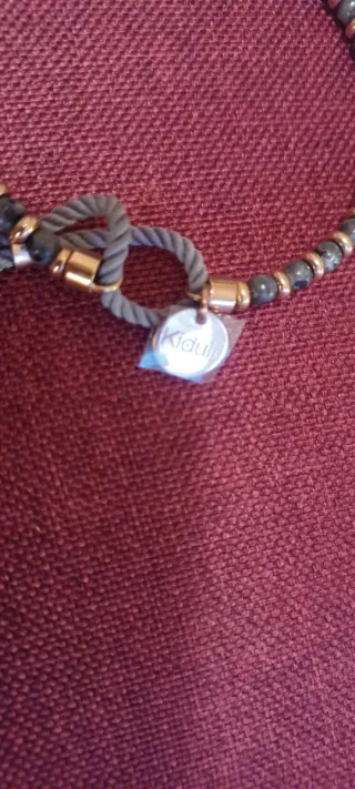 Bracciale Kidult Pietra Grigia Cuore Dorato