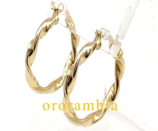 Pendientes Aro Oro 18k Rizado