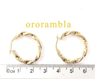 Pendientes Aro Oro 18k Rizado