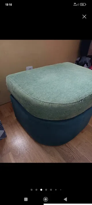 Puf asiento tela verde