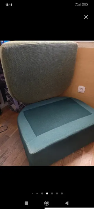 Puf asiento tela verde