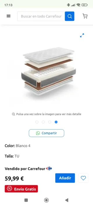 Cuna 1.20m  con barandilla movil y colchón y funda