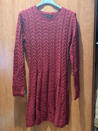 Vestido de lana granate elástico talla M