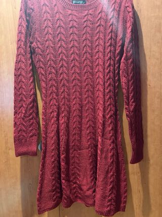 Vestido de lana granate elástico talla M