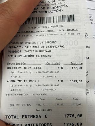 Camara sony alpha 7iii + obj sony 50mm f 1.8