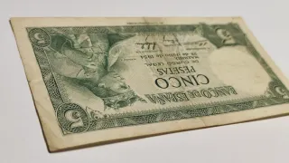 Billete 5 Pesetas 1954 . Alfonso X