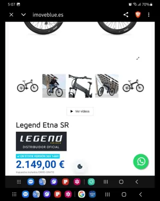 Talla M Bici BTT plegable e-bike con batería