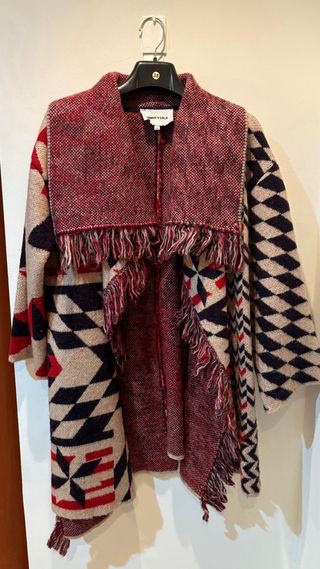 Poncho BIMBA Y LOLA Beige y Rojo