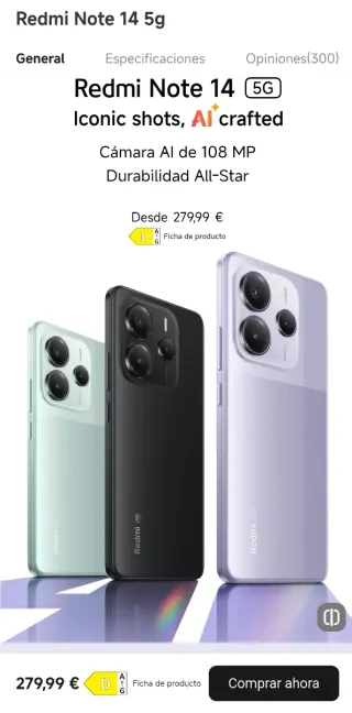 Xiaomi Redmi note 14 5G 256gb PRECINTADO