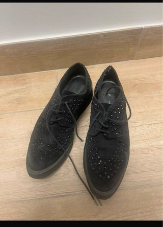 Mocasines Gloria Ortiz negros con brillos