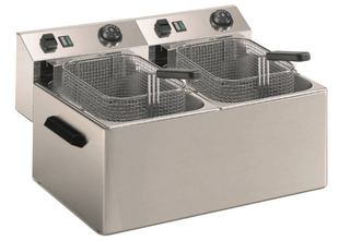 Freidora eléctrica profesional con doble cubeta 7l