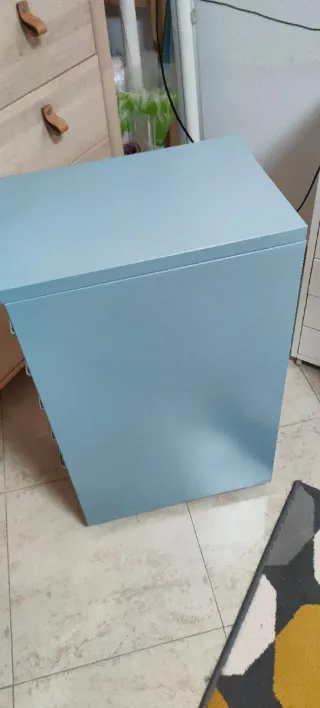Cajonera metálica Ikea azul gris y blanca