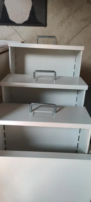 Cajonera metálica Ikea azul gris y blanca