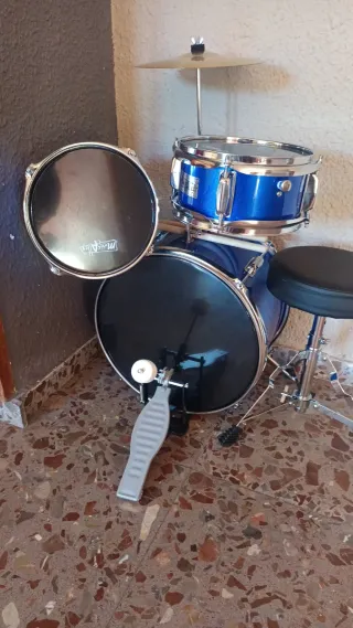 Batería Infantil Completa Azul con silla