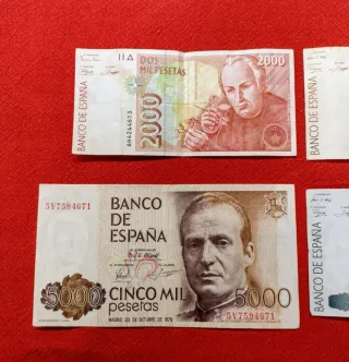 4 Billetes España 10000, 5000, 2000 Pesetas