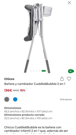 Bañera cambiador bebé