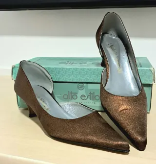 Zapatos Alto Estilo Mujer Tacón Medio Piel