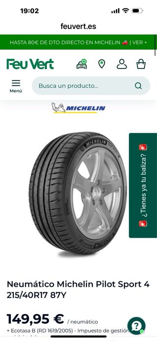 Neumáticos Michelin 215/40 R17 87Y