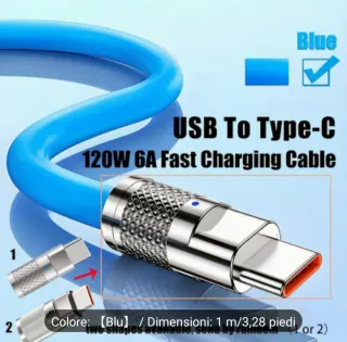 3 Cavi Dati e Ricarica Rapida USB Type-C 1,2mt Led