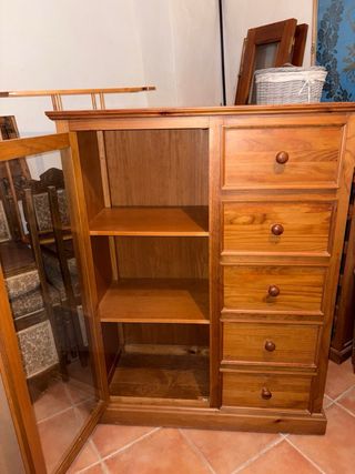 Mueble Vitrina Cajonera Madera