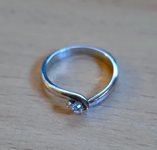 Anillo Oro Blanco 18k Solitario Diamante