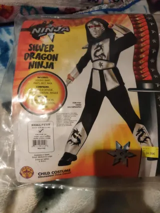 Disfraz Ninja Dragón Plata Talla Pequeña