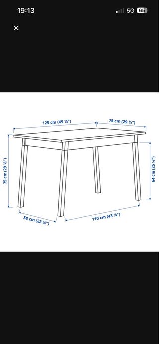 Mesa de comedor y 4 sillas madera de Ikea