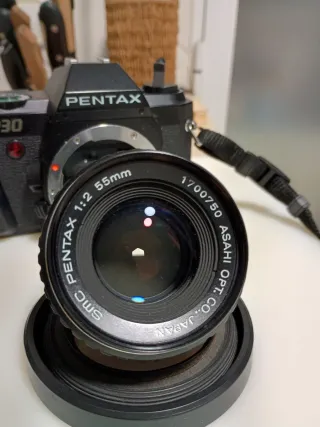 Cámara de Carrete Pentax, objetivo y carrete