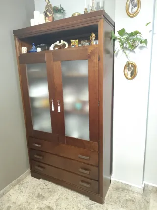 Vitrina de madera y cristal