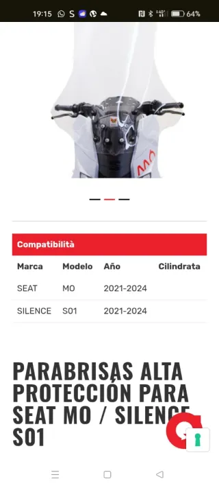 Parabrisas moto Seat mo y silence s01