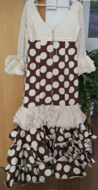 Traje Flamenca Ana Barroso Marrón/Crema