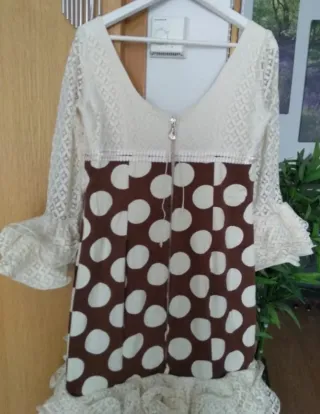Traje Flamenca Ana Barroso Marrón/Crema