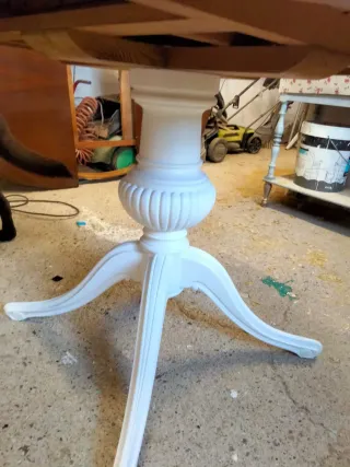 Mesa redonda extensible madera blanca