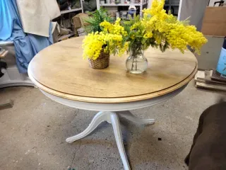 Mesa redonda extensible madera blanca