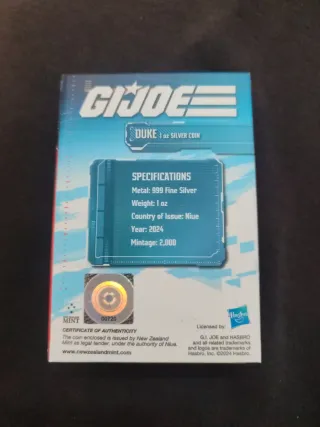 Moneda Plata 1 oz G.I. Joe Duke