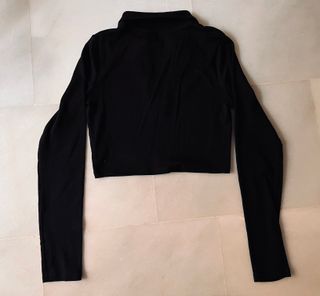 Camiseta Zara Rib Manga Larga Negra XS