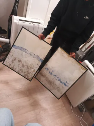 Cuadro abstracto beige y azul