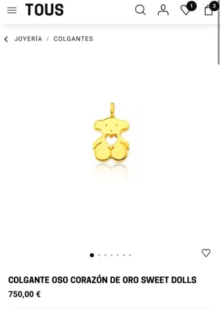 Colgante Tous Oso Corazón Oro
