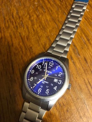Reloj BIDEN esfera azul y correa plateada