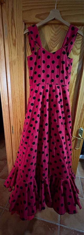 Vestido Flamenca Rojo Lunares Negros