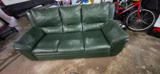 Sofá de piel verde 185x85