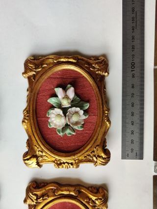 Lote 4 mini cuadros florales vintage en relieve