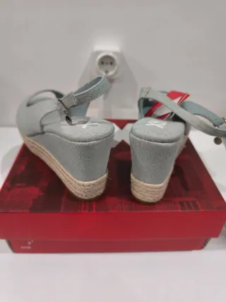 Sandalias Xti Cuña Esparto Azul Beige