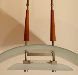 Lámpara Comedor de acero, com madera i cristales