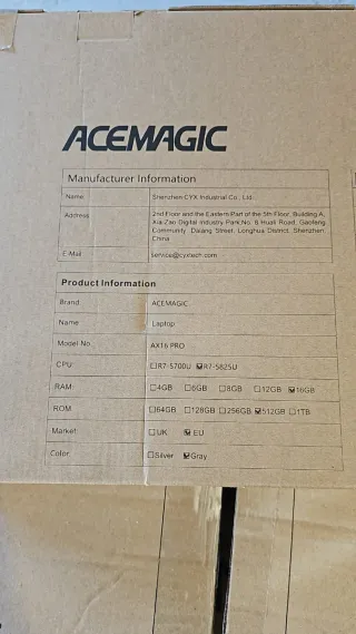 ACEMAGIC AX16 Pro R 7 5825U 16RAM+512GB