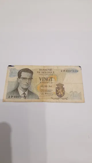 Billete 20 Francos Bélgica 1964