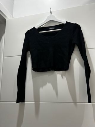 Top Josèphine nero manica lunga