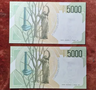2 Banconote 5000 Lire Banca d'Italia